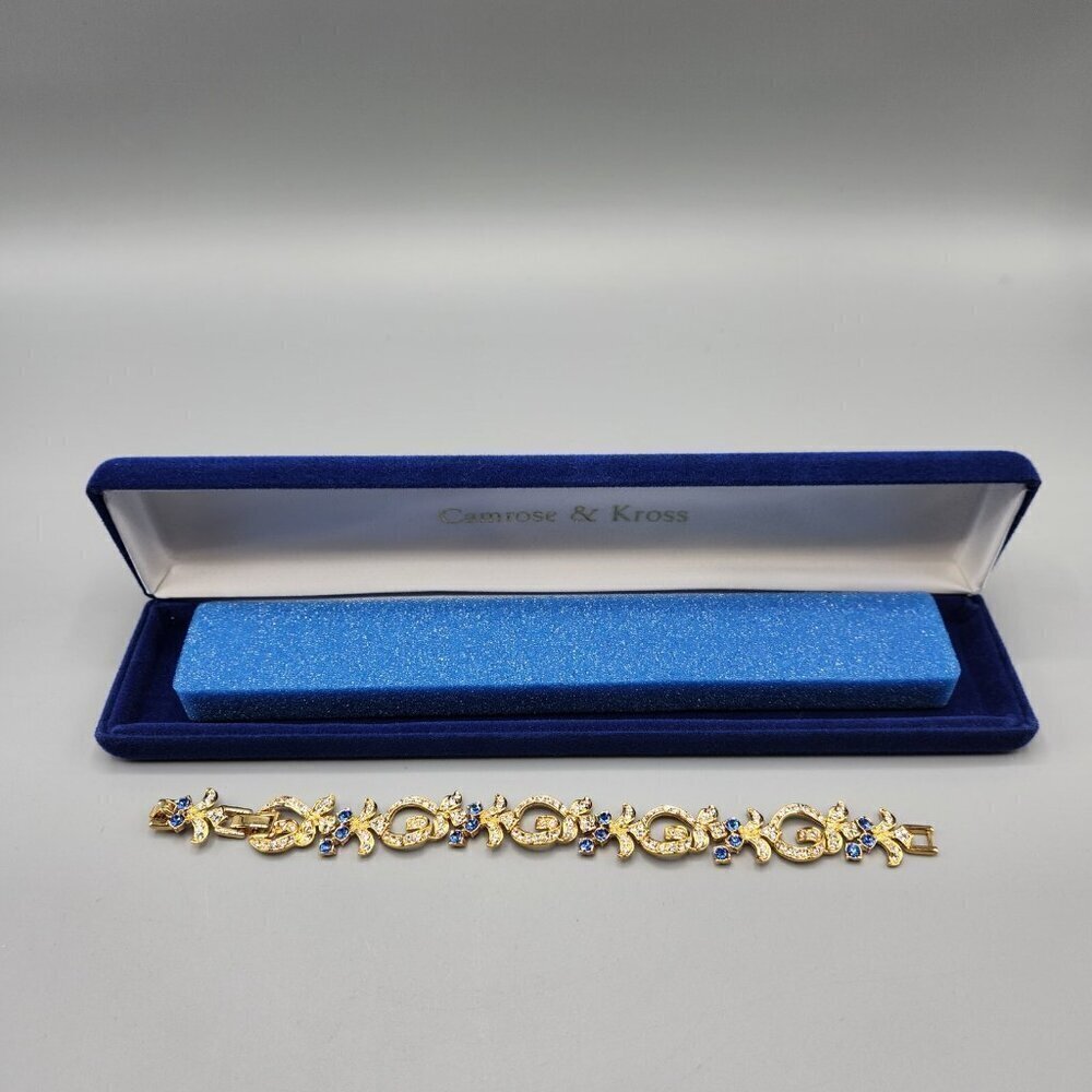 Camrose & Kross JBK Blue Faux Sapphire Clear Bracelet Jacqueline Kennedy Jackie